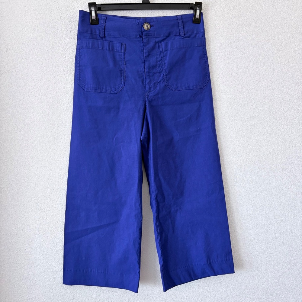 Maeve Wide-Leg Crop Pants in Bright Blue